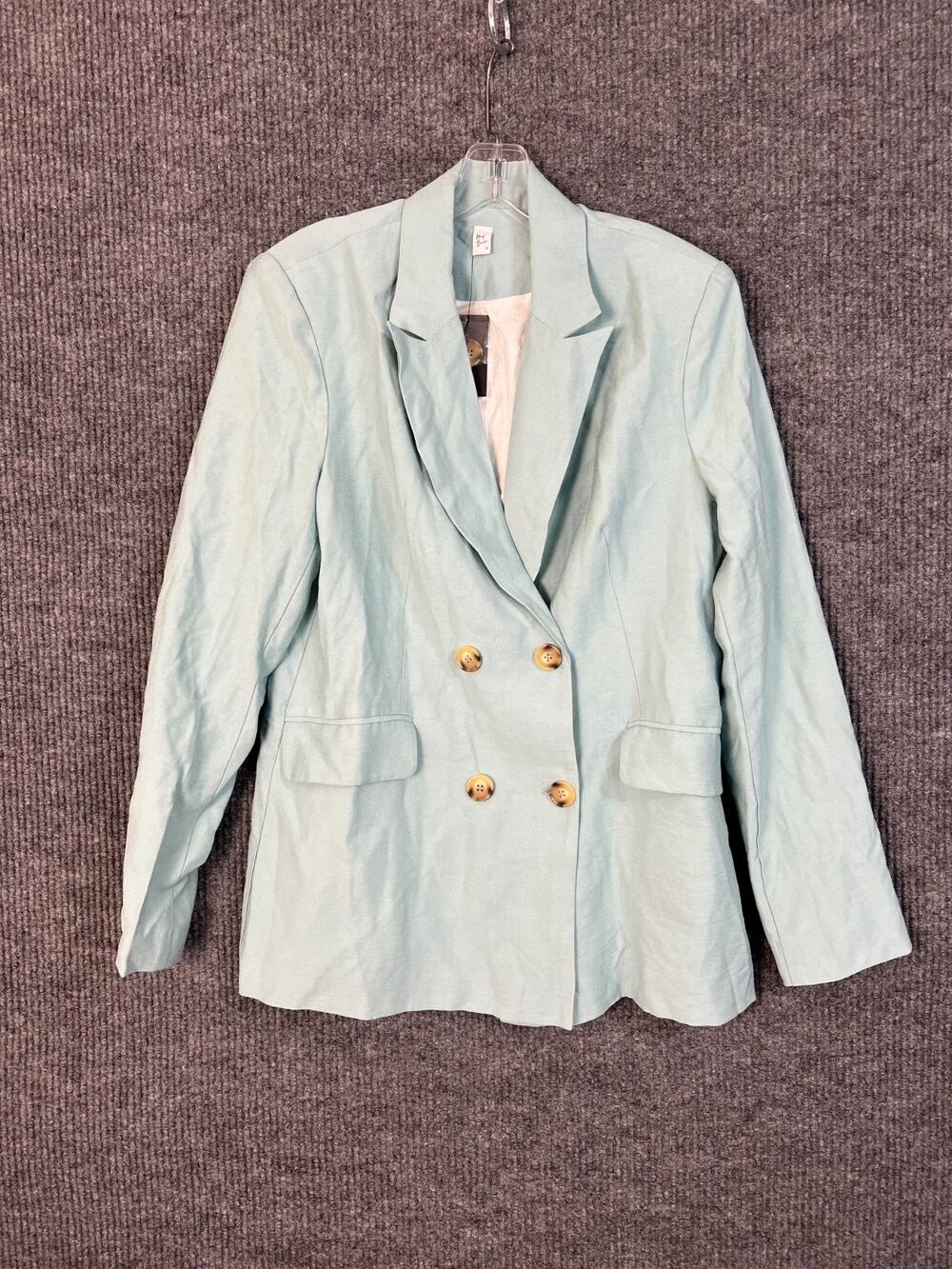 Hey Babe Blazer Jacket Womens Medium Green Coastal Grandmother Spring Pastel